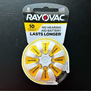 NEW Rayovac Size 10 Zinc Air Hearing Aid Batteries 8 pk